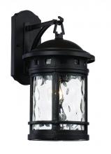  40371 BK - Boardwalk Collection 1-Light, Hook Hanging Wall Lantern with Water Glass